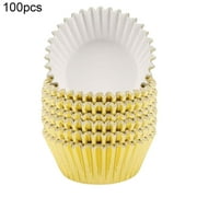 Anvazise 100Pcs Cake Cups Grease-Proof Heat Resistant Aluminum Foil Cupcake Liners Wrappers Baking Supplies Golden